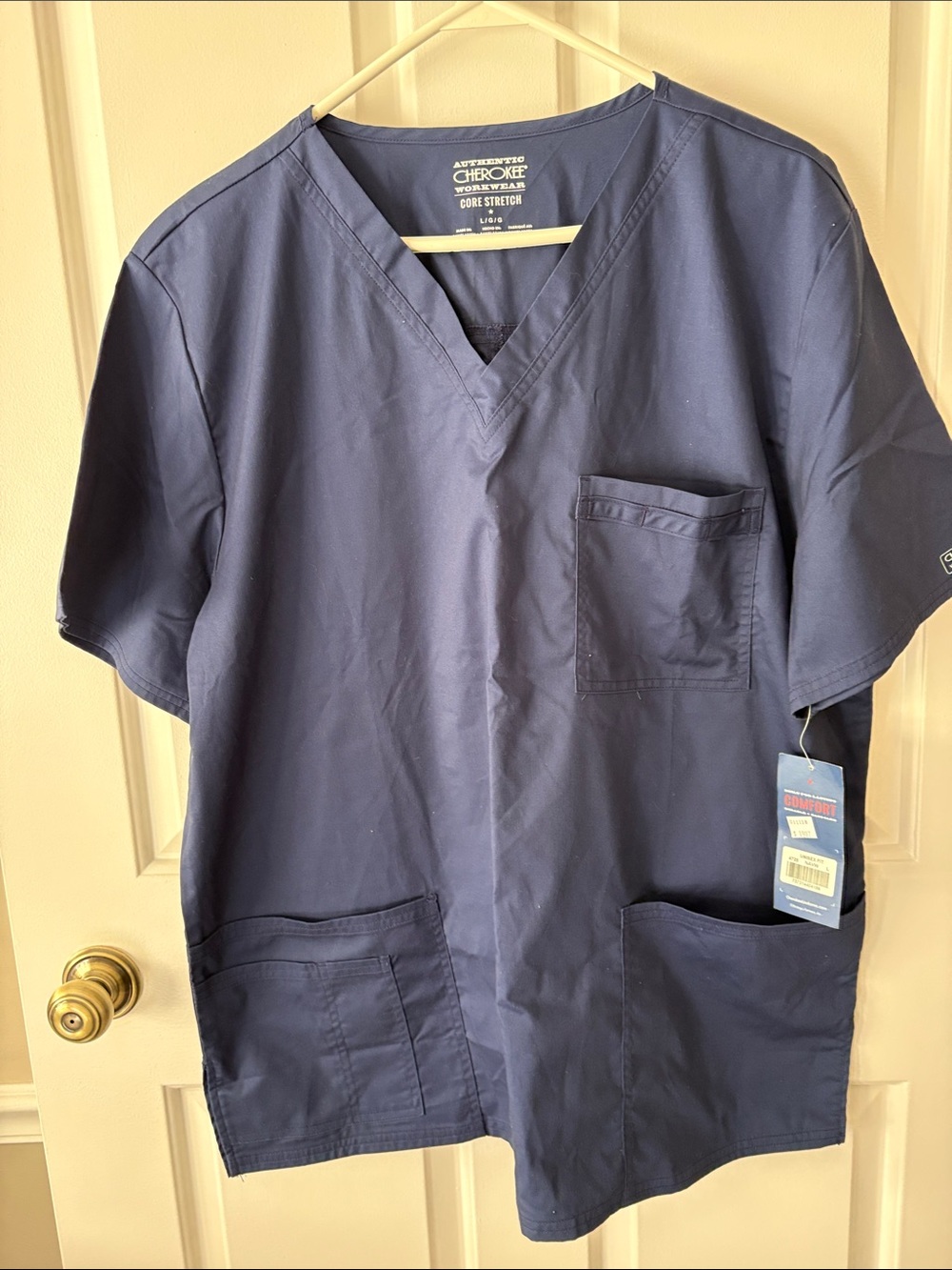 Cherokee Navy V-Neck Medical Scrub Top